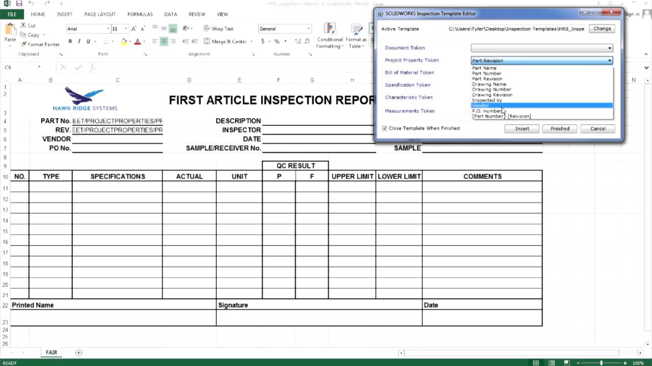 Inspection Report Template Xls