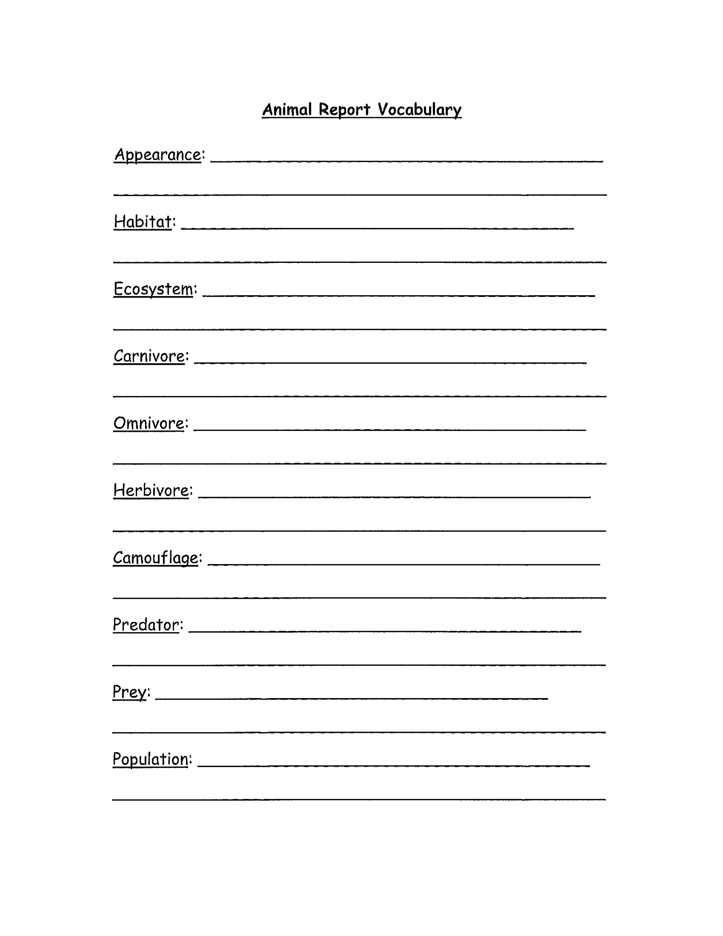 Animal Report Template 3rd Grade Pdf