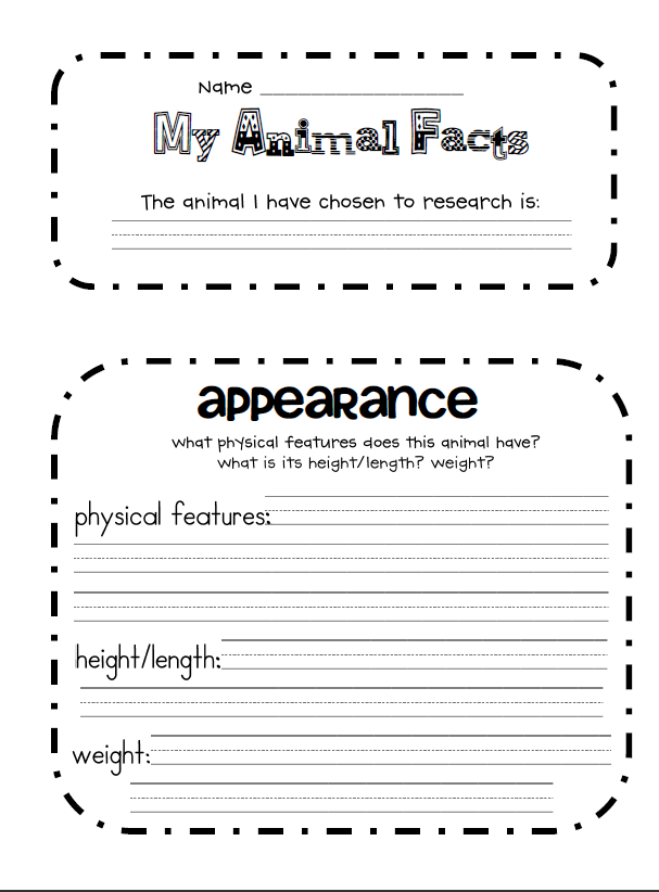 Animal Report Template 4th Grade