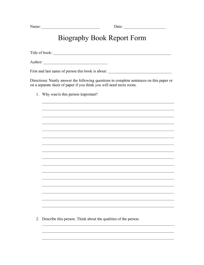 Biography Report Template 5th Grade (5) - PROFESSIONAL TEMPLATES