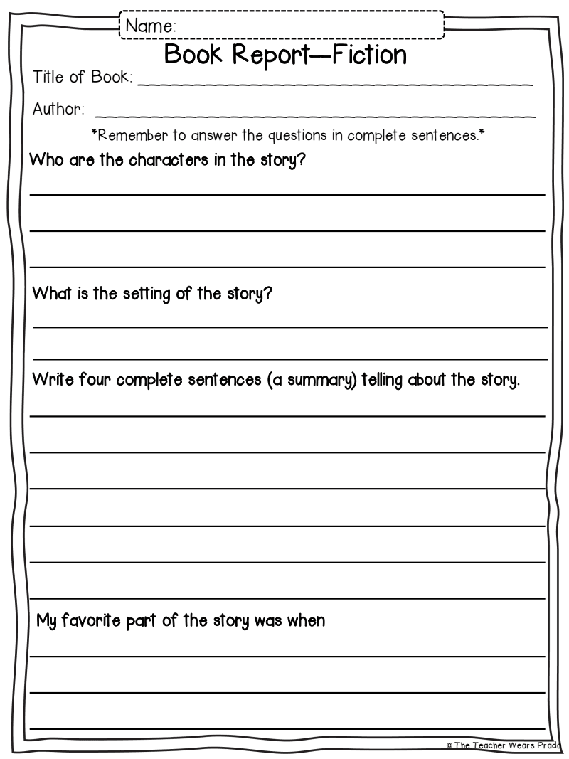 book report template ks3