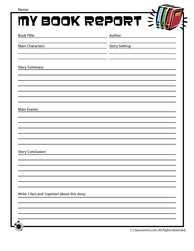 Book Report Template 4th Grade Pdf