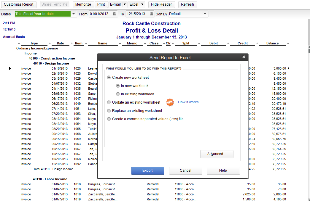 Export Report Template Quickbooks