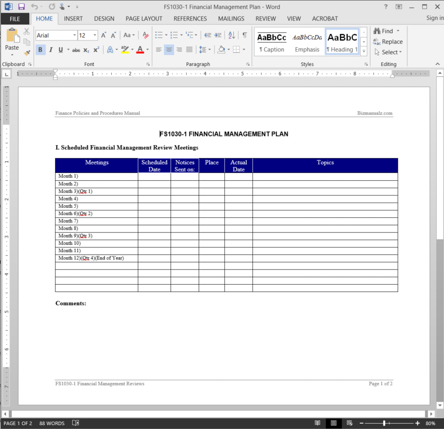 Report Review Template