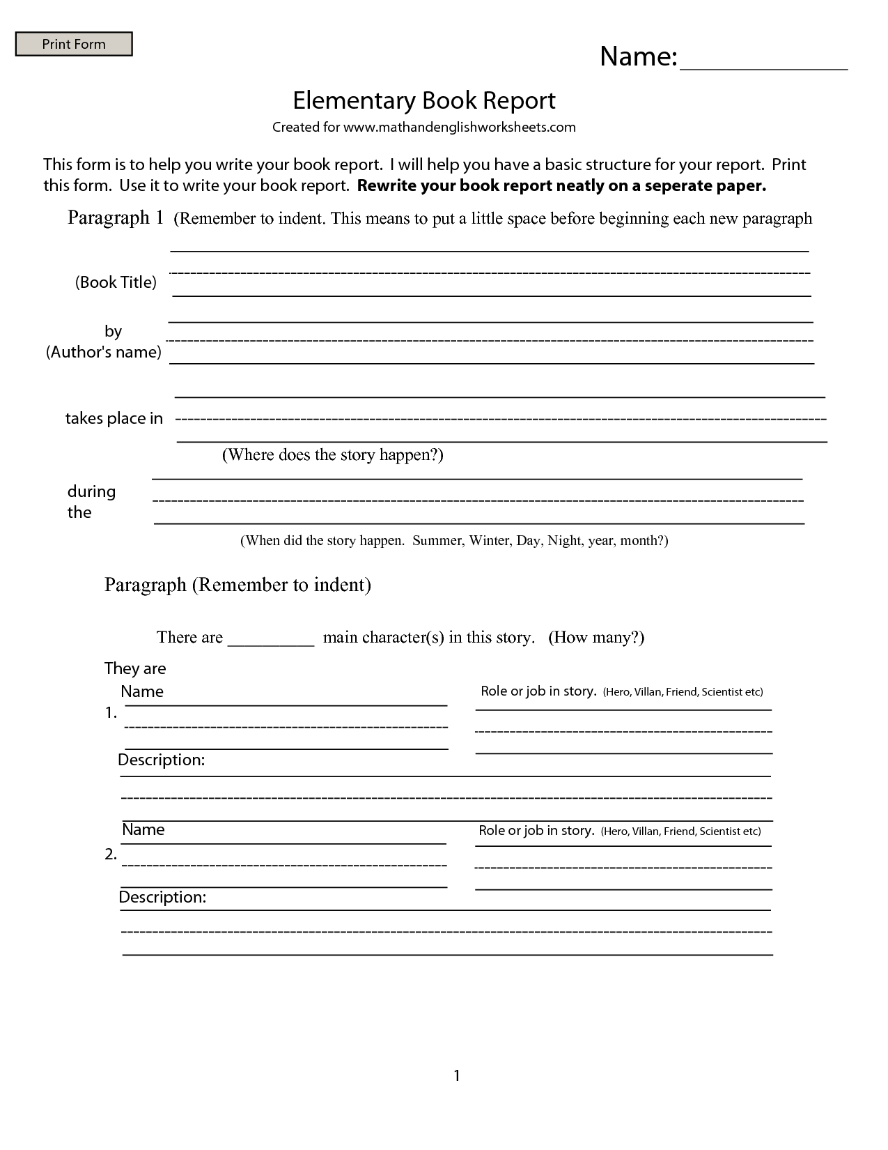 Report Template Primary School