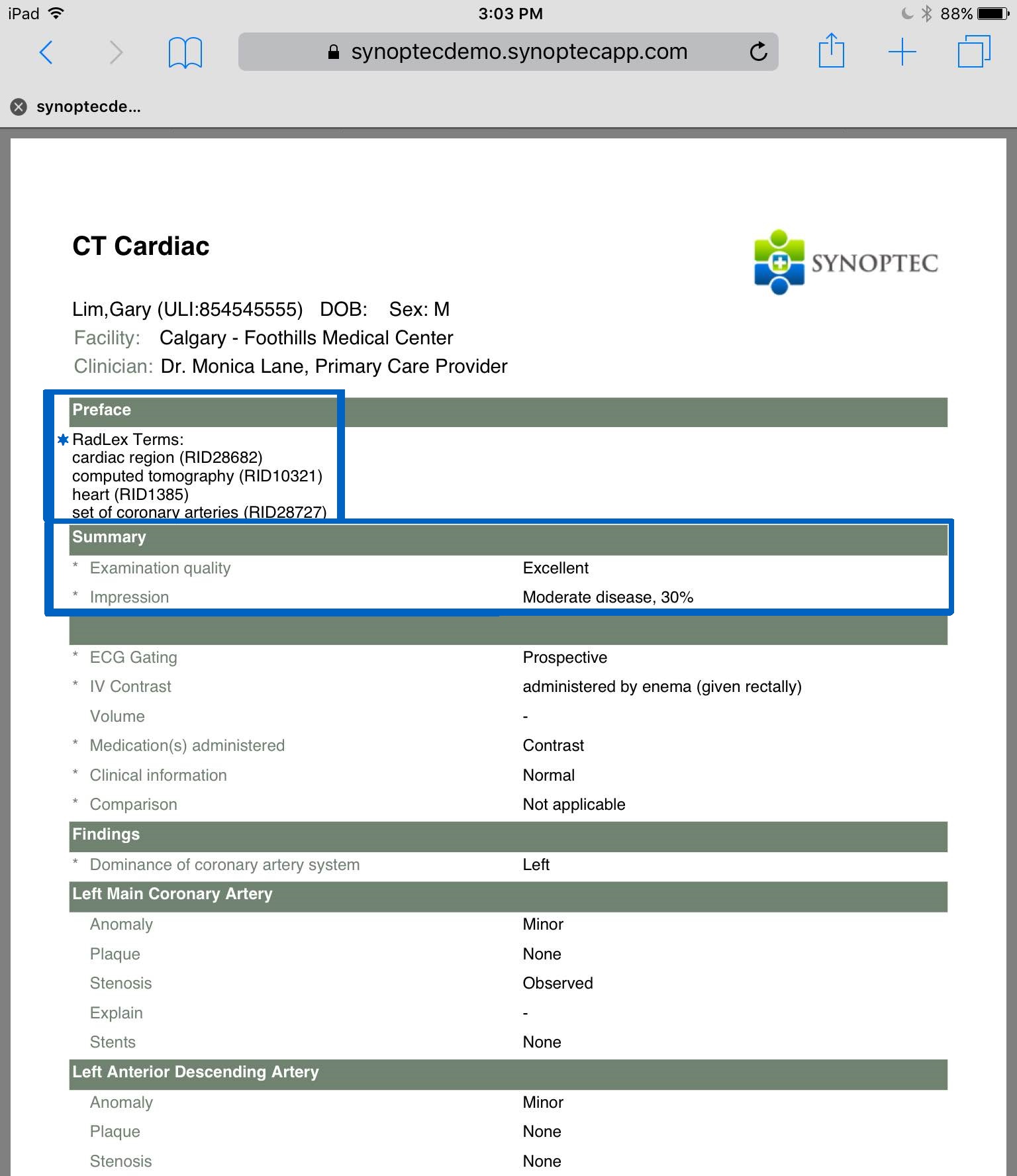 Report Template Radiology