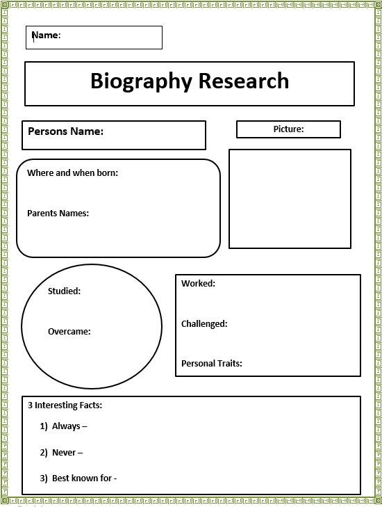 Research Report Template 4th Grade