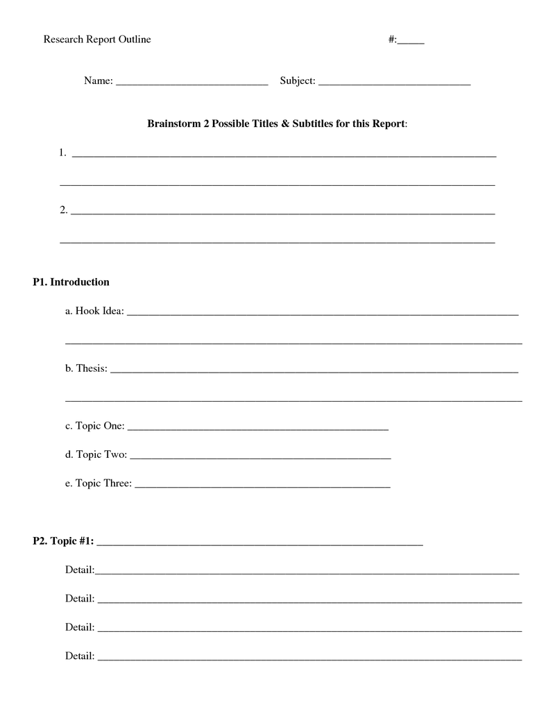 Research Report Template 5th Grade